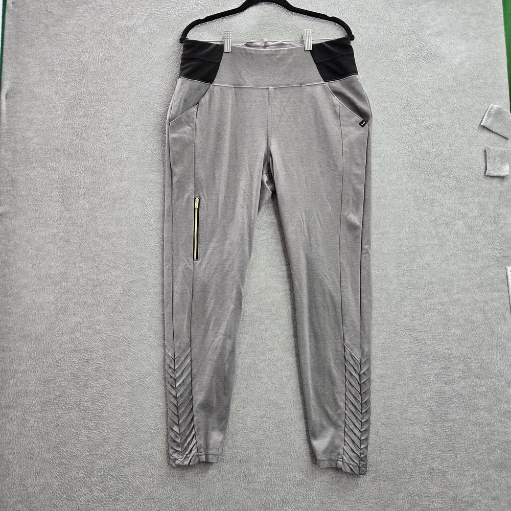 Jaanuu Women Scrub Pants L Gray Nylon Rayon Jogger Zipper 27" Inseam